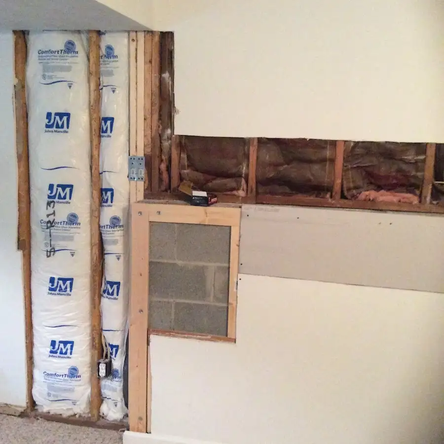 Wall insulation replacement during Basement Flood Cleanup in Rockford